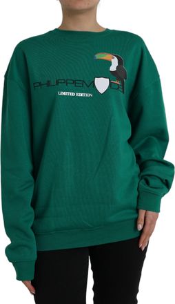 Philippe Model Green Cotton Logo Print Long Sleeves Pullover Womens Sweater (Pre-Owned)