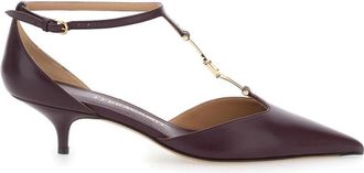 Ferragamo Bordeaux pump met lage hak - Dames - Pumps - Rood - 40 EU - Schoenen
