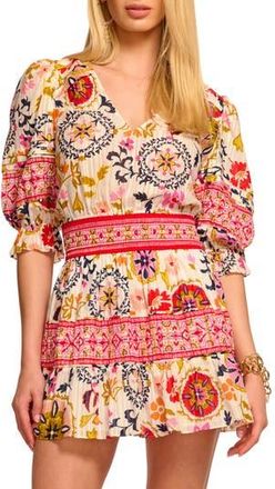 Ramy Brook Barbara Puff Sleeve Mini Sundress in Ivory Maya Combo at Nordstrom Rack, Size Medium