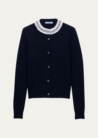 Prada Embellished Cashmere-Wool Cardigan