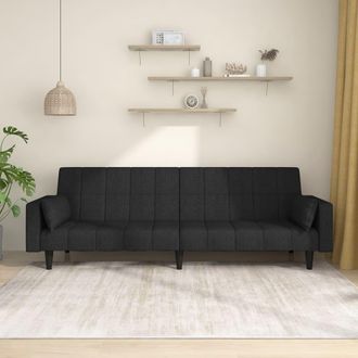 vidaXL Vidaxl - Sof&aacute; Cama De 2 Plazas Con Dos Almohadas Tela Negro