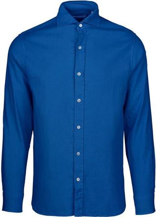 Swims Santorini Stretch Linen & Cotton Button-Up Shirt in Tidal Blue at Nordstrom, Size Xx-Large