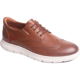 Marc Joseph New York Barnes Ave Hands Free Technology Lightweight Leather Wingtip Oxford in Cognac Napa Leather at Nordstrom, Size 10.5