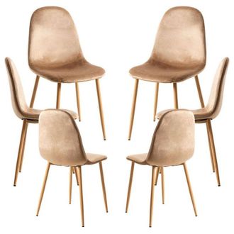 Regalos Miguel Regalos Miguel - Packs Sillas Comedor - Pack 6 Sillas Teok Terciopelo - Marr&oacute;n Claro