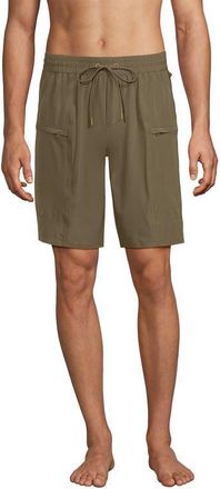 Lands End 9 Inch Packable Cargo Swim Shorts in Rich Khaki at Nordstrom, Size Xx-Large