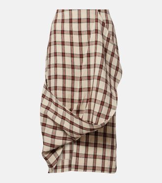 R&oacute;he R&oacute;he Checked linen midi skirt