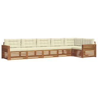 vidaXL Conjunto De Sof&aacute;s De Exterior Con Coj&iacute;n 6 Pcs Natural Y Crema Vidaxl
