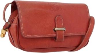 Loewe Pre-owned Cross Body Bags, female, Red, Size: ONE SIZE Pre-owned Leather Crossbody Bag