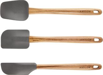 Anolon 3Pc Teak & Silicone Spatula Set