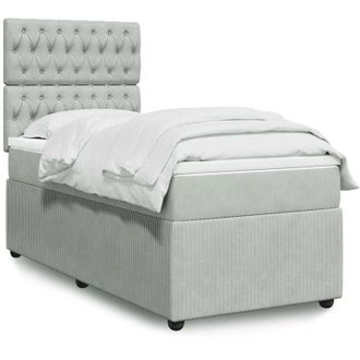 vidaXL Cama Box Spring Con Colch&oacute;n Terciopelo Gris Claro 100x200 Cm Vidaxl