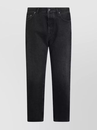 Off-white cotton straight-leg jeans