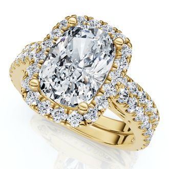 Pompeii3 Ceritified 2.90Ct Cushion Diamond Engagement Ring Set 14k Gold or Pt Lab Grown