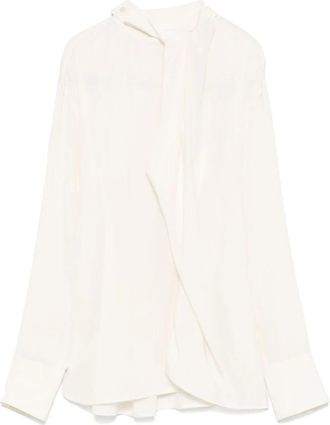 Victoria Beckham Overhemden, Dames, Wit, XS, Ivoor Zijden Overhemd Elegante Stijl