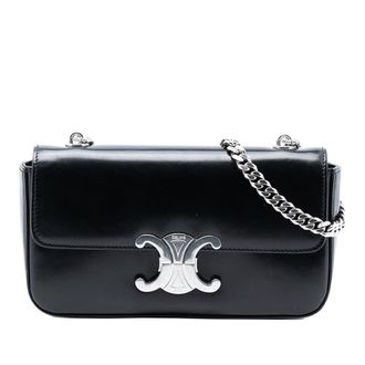 Celine Pre-owned Celine Shiny Calfskin Triomphe Chain Box Shoulder Bag Ladies O66JQP61A3JA436S