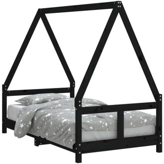 vidaXL Kids Bed Frame Black 80x160 cm Solid Wood Pine Vidaxl