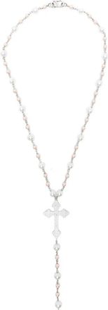 Darkai Pearl Rosary Cross Necklace - Heren - Kettingen - Wit - ONE Size - Accessoires