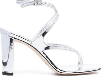 Jimmy Choo London Azie 85mm leather sandals - women - Calf Leather/Calf Leather/Calf Leather - 37,5 - Silver
