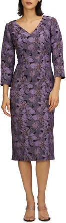 JS Collections Elliana Long Sleeve Sheath in Lilac at Nordstrom, Size 10