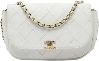 Chanel Pre-owned Quilted Flap Crossbody - Dames - Vintage Schoudertas - Wit - ONE Size - Leer - Vintage