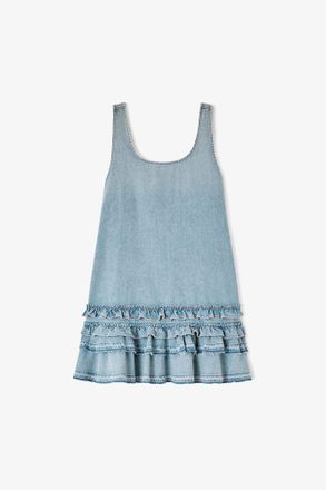 Ganni Blue Dress in Lightweight Denim - Size 10/12 Organic Cotton