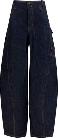 Self Portrait Womens Cargo Jeans Blue Denim Cotton
