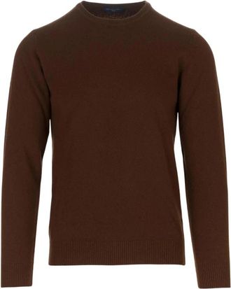 Daniele Fiesoli Klassieke Wollen Trui - Heren - Ronde hals truien - Bruin - 2XL - Wol - Truien & Vesten