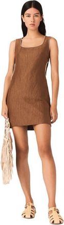 Maje Short linen-blend dress in Brown at Nordstrom, Size 42
