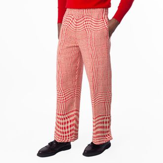 Burberry Mens Warped Houndstooth Nylon Blend Track Pants, Size Medium