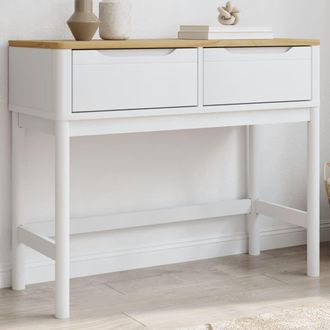 vidaXL Mesa Consola Floro Madera Maciza De Pino Blanco 89,5x36,5x73 Cm Vidaxl
