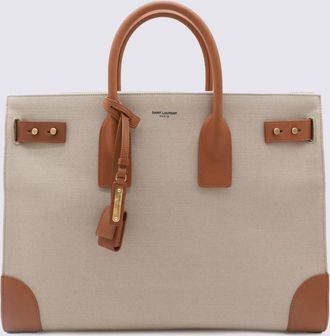 Saint Laurent Two-tone Canvas And Leather Large Sac De Jour Handbag