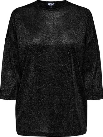 Only Carmakoma Oversize-Shirt »CARSILVERY GLAMOUR LUREX 3/4 TOP NOOS«