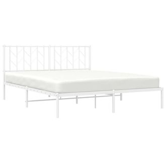 Berkfield Home Metal Bed Frame without Mattress with Headboard White 160x200cm | Size: 160x200 cm