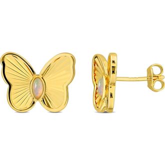 Delmar Marquise Cut Ethiopian Blue Opal Butterfly Stud Earrings in Yellow Gold at Nordstrom Rack
