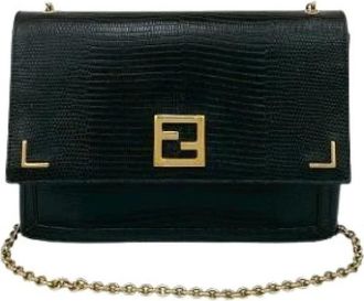 Fendi Pre-owned Cross Body Bags, female, Black, Size: ONE SIZE Pre-owned Leather Cross Body Bag