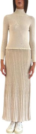 Nenette Gebreide maxi jurk - Dames - Maxi kleedjes - Wit - M - Wol - Kleedjes