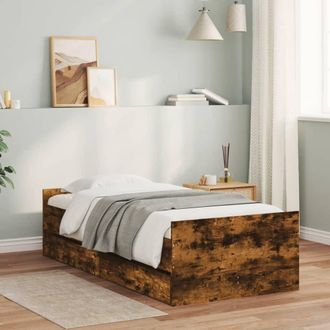 vidaXL Estructura De Cama Con Cajones Roble Ahumado 100x200 Cm Vidaxl