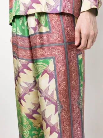 Aries Paisley-Print Silk Trousers - Green