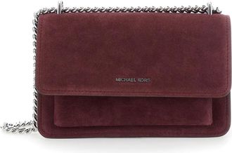 Michael Kors Schoudertas met kettingriem en logo aan de voorkant in su&egrave;de - Dames - Schoudertassen - Rood - ONE Size - Su&egrave;de - Tassen