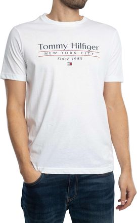 Tommy Hilfiger Mens Short Sleeve Round Neck Centre Stack T-Shirt, White (White), XXL
