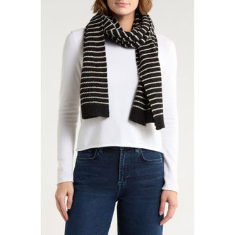 Tasha Ribbed Knit Stripe Scarf in Black/White at Nordstrom Rack