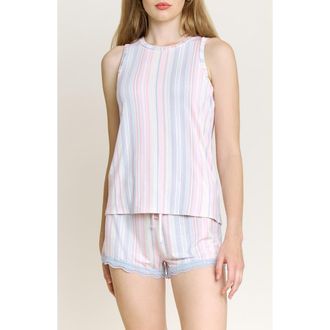 Honeydew Intimates Intimates All American Shortie Pajamas in Blue/Pink Multi Stripe at Nordstrom, Size X-Large