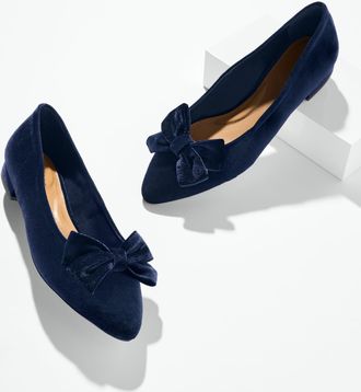 Talbots Edison Velvet Bow Flats - Blue - 10 1/2 M Talbots