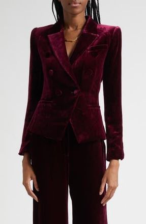 L'agence Marie Double Breasted Velvet Blazer in Dark Port at Nordstrom Rack, Size 00