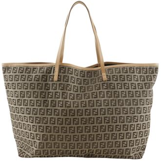 Fendi Zucchino Brown Canvas Tote Bag (Pre-Owned)