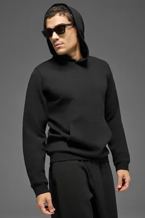 Alo | Waffle Lounge Hoodie in Black, Size: Medium