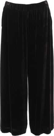 P.A.R.O.S.H. Cropped Loose Black Wide-Leg Pants With Elastic Waistband