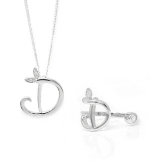 Say It With Winged Initial Ring Gift Set - Silver - D | Size: 18 inches