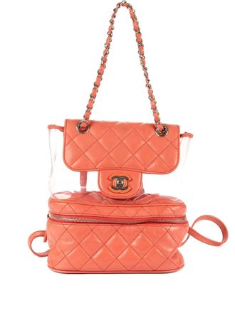 Chanel 2000s quilted chain backpack - women - CALFSKIN/PVC - One Size - Pink