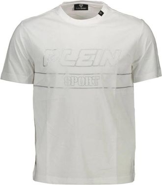 Plein Sport T-shirt van katoen met logoprint - Heren - Sportshirts - Wit - S - Katoen - Fitness