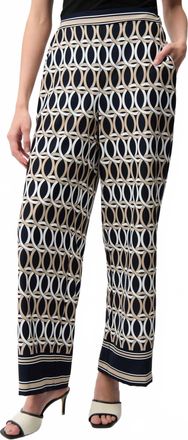 Joseph Ribkoff Geometric Print Wide Leg Pull-On Pants In Navy